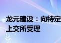 龙元建设：向特定对象发行A股股票申请获得上交所受理