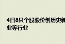 4日8只个股股价创历史新高 主要分布在电气设备、公用事业等行业