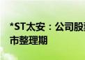 *ST太安：公司股票于6月14日复牌并进入退市整理期