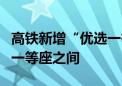 高铁新增“优选一等座”：票价介于商务座和一等座之间