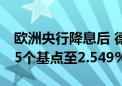 欧洲央行降息后 德国10年期国债收益率上涨5个基点至2.549%