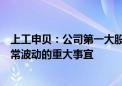 上工申贝：公司第一大股东不存在影响公司股票交易价格异常波动的重大事宜