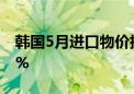 韩国5月进口物价指数年率为4.6% 前值2.90%