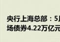 央行上海总部：5月末境外机构持有银行间市场债券4.22万亿元