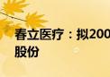 春立医疗：拟2000万元-4000万元回购公司股份