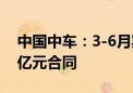 中国中车：3-6月期间签订合计金额约436.2亿元合同