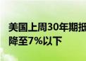 美国上周30年期抵押贷款利率自3月以来首次降至7%以下