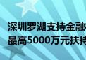 深圳罗湖支持金融机构落户：持牌机构可享受最高5000万元扶持