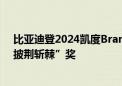 比亚迪登2024凯度BrandZ中国全球化品牌50强榜单 获“披荆斩棘”奖