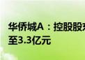 华侨城A：控股股东拟增持公司股份1.65亿元至3.3亿元