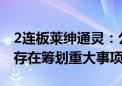 2连板莱绅通灵：公司及控股股东、实控人不存在筹划重大事项