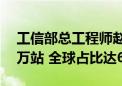 工信部总工程师赵志国：我国5G基站超383万站 全球占比达60%