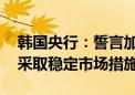 韩国央行：誓言加强监控风险因素 必要时将采取稳定市场措施