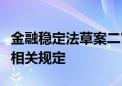 金融稳定法草案二审稿完善金融风险防范处置相关规定