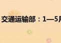 交通运输部：1—5月水路货运量同比增长7%