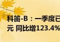 科笛-B：一季度已商业化产品收入约3410万元 同比增123.4%