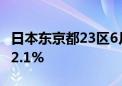 日本东京都23区6月消费者物价指数同比上涨2.1%