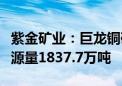 紫金矿业：巨龙铜矿和铜山铜矿新增铜金属资源量1837.7万吨