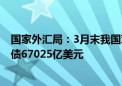 国家外汇局：3月末我国对外金融资产96643亿美元 对外负债67025亿美元