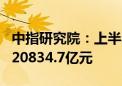 中指研究院：上半年TOP100房企销售总额为20834.7亿元