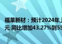 福莱新材：预计2024年上半年净利润为6000万元到6500万元 同比增加43.27%到55.21%