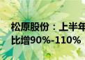 松原股份：上半年预盈1.2亿元-1.32亿元 同比增90%-110%