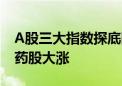 A股三大指数探底回升：近4000只股上涨 医药股大涨