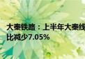 大秦铁路：上半年大秦线累计完成货物运输量19292万吨 同比减少7.05%