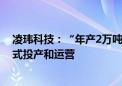 凌玮科技：“年产2万吨超细二氧化硅系列产品项目”已正式投产和运营