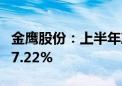 金鹰股份：上半年净利同比预增89.37%到117.22%