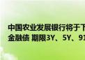 中国农业发展银行将于下午14:00-15:00招标发行三期固息金融债 期限3Y、5Y、91D