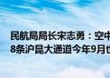 民航局局长宋志勇：空中大通道目前已建成并启用了7条 第8条沪昆大通道今年9月也将启用