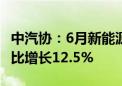 中汽协：6月新能源汽车国内销量96.3万辆 环比增长12.5%