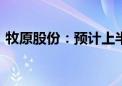 牧原股份：预计上半年净利润9亿元–11亿元