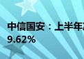 中信国安：上半年净利同比预增99.76%—159.62%