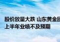 股价放量大跌 山东黄金回应：确有部分机构投资者反馈公司上半年业绩不及预期