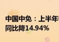 中国中免：上半年归属于上市公司股东净利润同比降14.94%