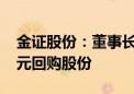 金证股份：董事长提议公司以不低于2000万元回购股份