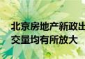 北京房地产新政出台两周后 二手房、新房成交量均有所放大