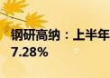 钢研高纳：上半年净利润同比预增4.14%—27.28%