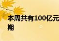 本周共有100亿元逆回购和1030亿元MLF到期