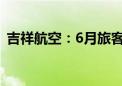 吉祥航空：6月旅客周转量同比上升10.15%