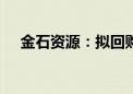 金石资源：拟回购股份5000万元-1亿元