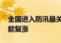 全国进入防汛最关键时期 长江上中游水位可能复涨