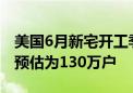 美国6月新宅开工季调后折年率为135.3万户 预估为130万户