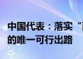 中国代表：落实“两国方案”是解决中东问题的唯一可行出路