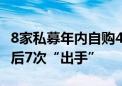 8家私募年内自购4.57亿元 有百亿元级机构先后7次“出手”