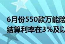 6月份550款万能险结算利率出炉 超六成产品结算利率在3%及以上