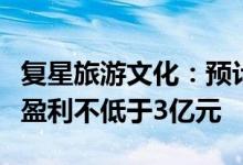 复星旅游文化：预计上半年归属于公司股东之盈利不低于3亿元