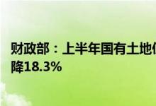 财政部：上半年国有土地使用权出让收入15263亿元 同比下降18.3%